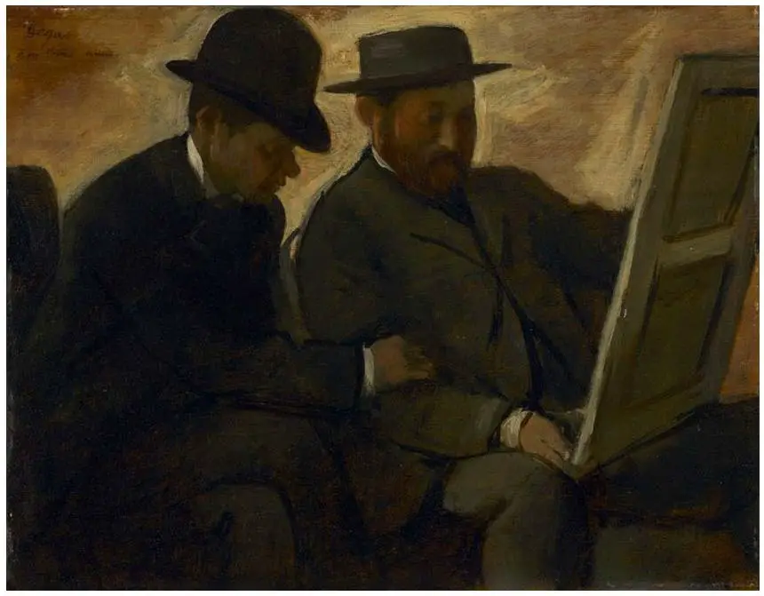 Paul Lafond y Alphonse Cherfils examinando una pintura (1878-1880) de Edgar Degas