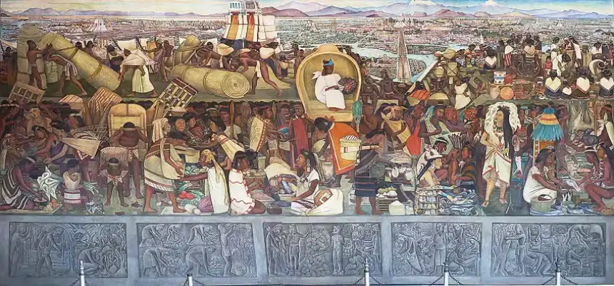 Mural del mercado azteca de Tlatelolco 
