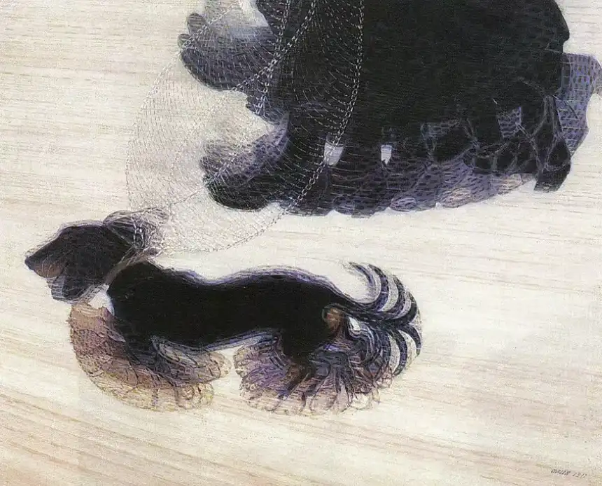 Arte moderno dinámico - Dinamismo de un perro con correa (1912) de Giacomo Balla