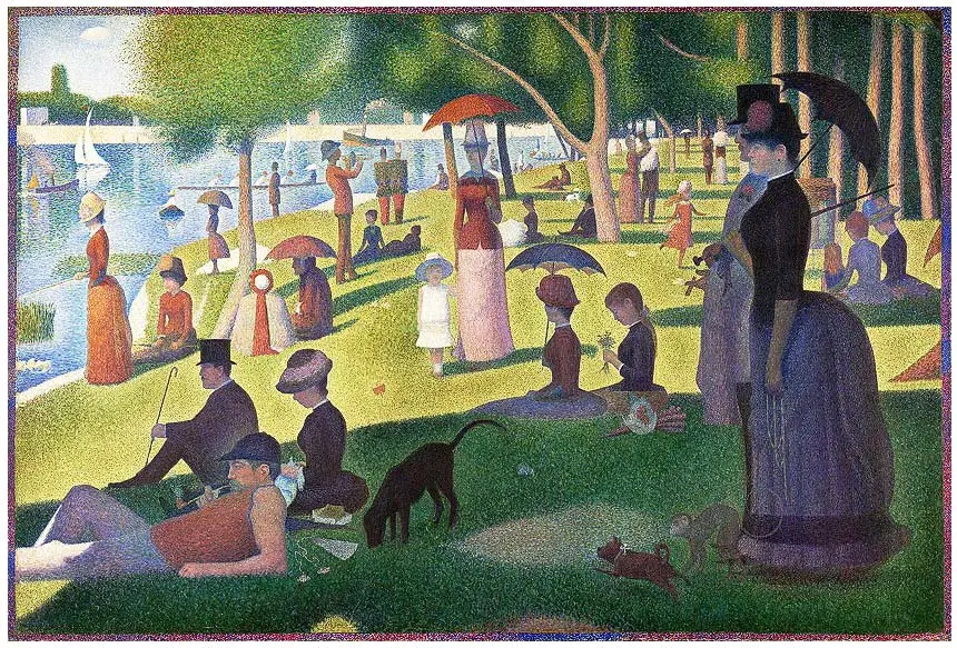 Georges Seurat un domingo por la tarde en la isla La Grande-Gat (1884-1886) en el Instituto de Arte de Chicago, Chicago, EE. UU. 
