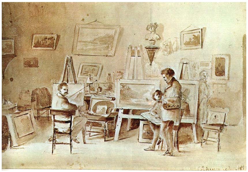Fritz Melby y Camille Pissarro en su estudio compartido en Caracas (1854) de Camille Pissarro