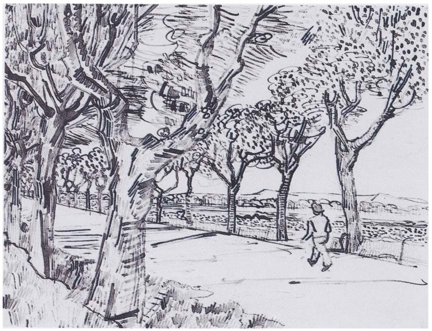 Dibujo del pintor en el camino a Tarascón (1888) de Vincent van Gogh