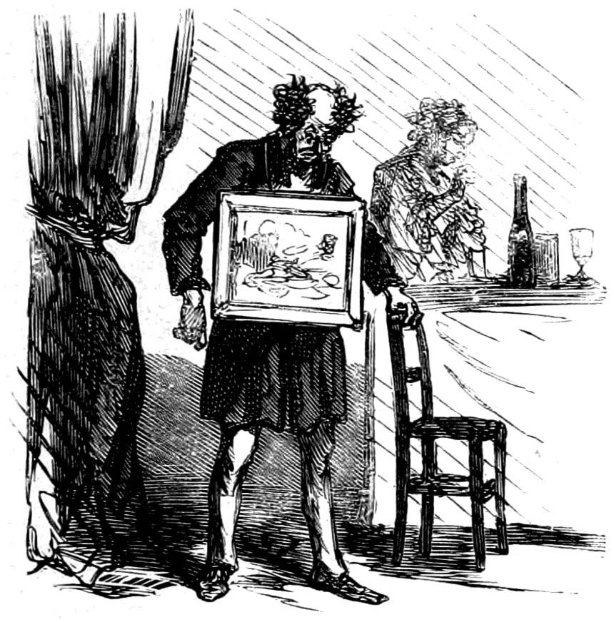 <p style="text-align: justify;"><em>Una caricatura satírica sobre el salón de Paris de 1863. 