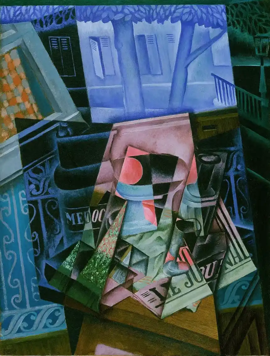 Naturaleza muerta ante una ventana abierta, Place Ravignan (1915) de Juan Gris