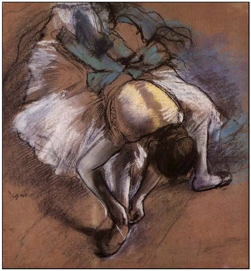 Edgar Degas, Bailarina ajustando zapatillas 