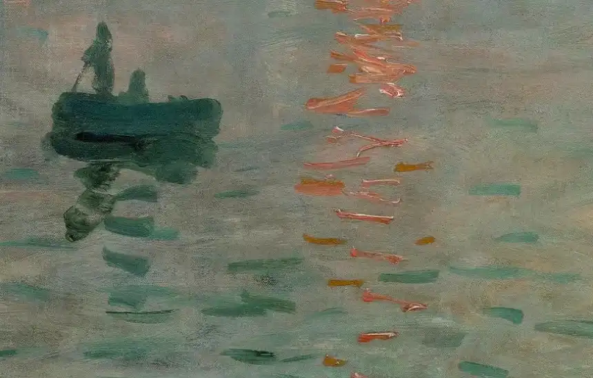 Detalle de la pintura Amanecer de Monet