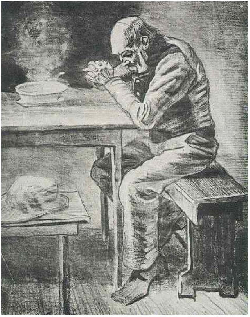 Oración antes de la comida (1882) de Vincent van Gogh