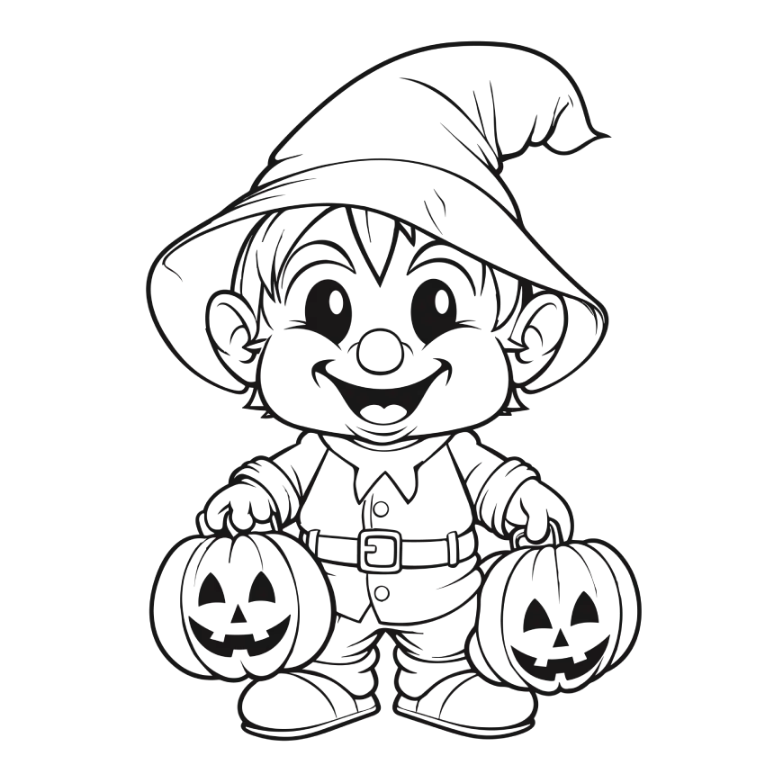 Dibujo de duende para colorear de halloween 