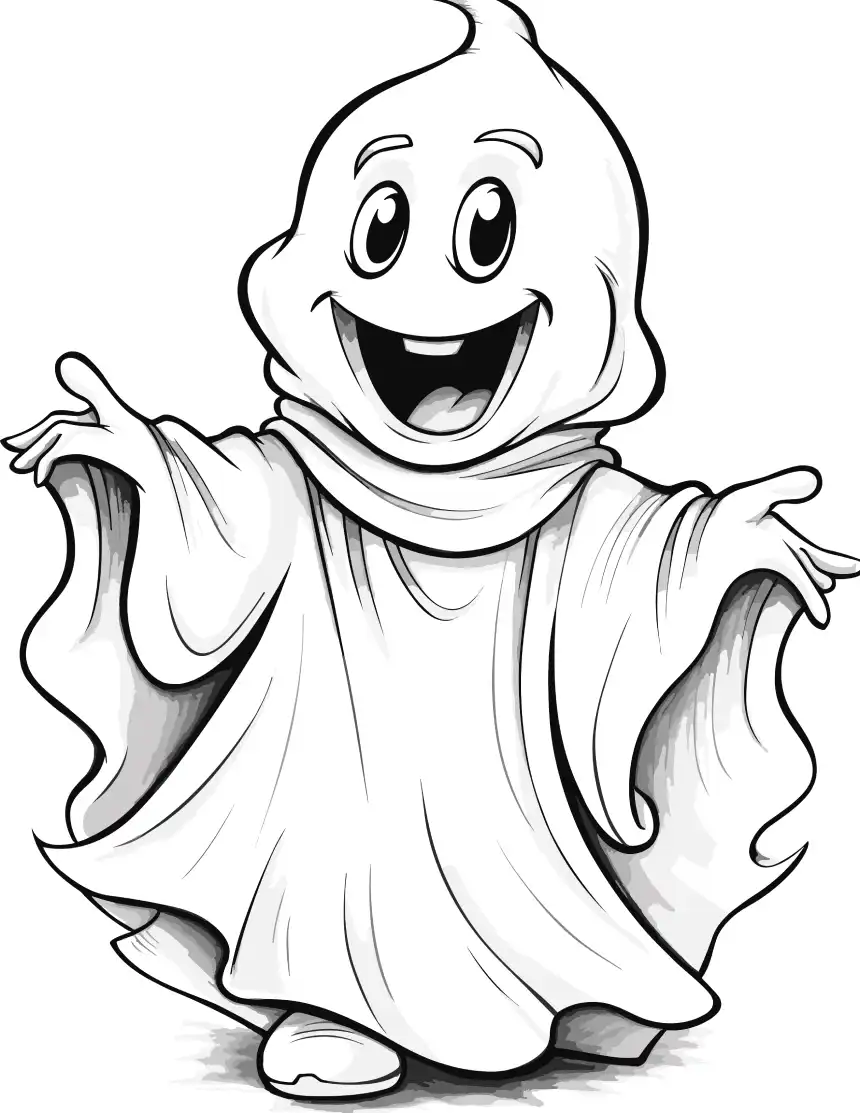 Página de fantasma para colorear de halloween 