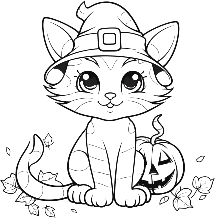 Dibujo de gato para colorear de halloween 
