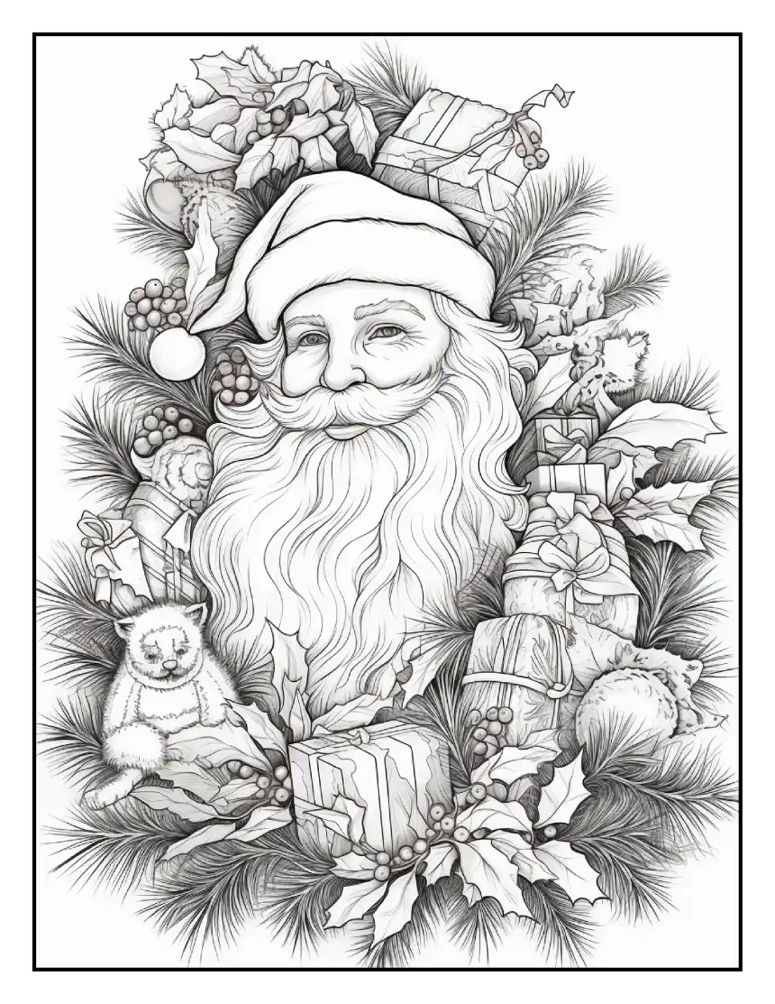 Hojas de Santa Claus para colorear 