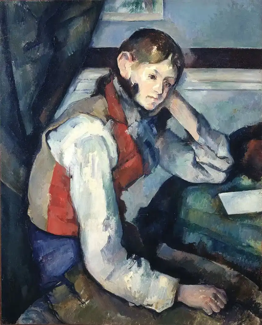 Inspiración cubista / Le garçon au gilet rouge ("El niño del chaleco rojo", 1888-1890) de Paul Cézanne 
