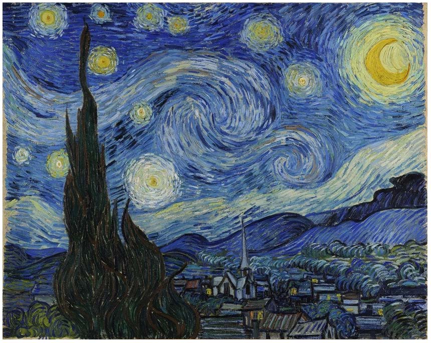 La "Noche estrellada" de Vincent van Gogh (1889) se encuentra ahora en la colección del Museo de Arte Moderno de Nueva York, EE. UU.