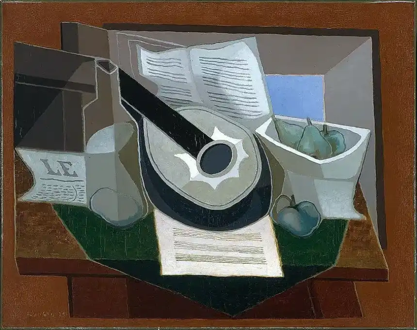 Obra modernista de Juan Gris Mandolina y frutero (1925)