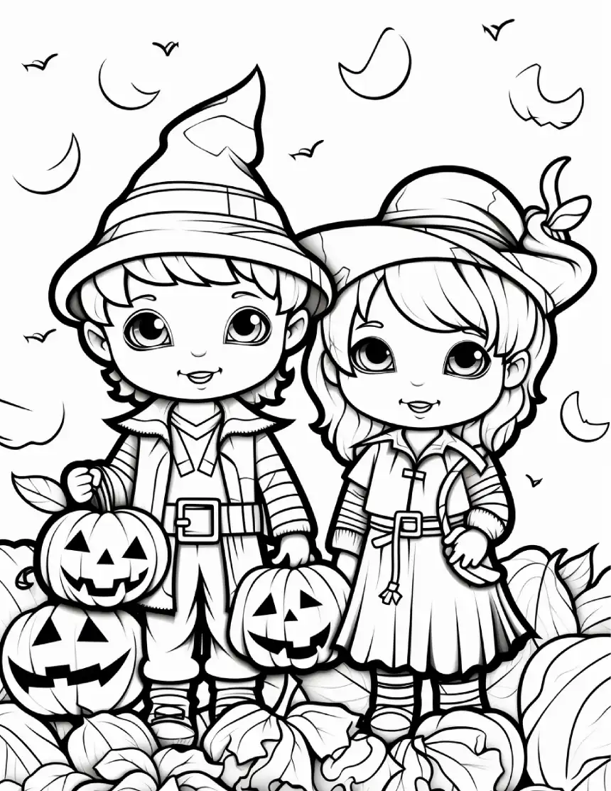 pagina de niños para colorear de Halloween 