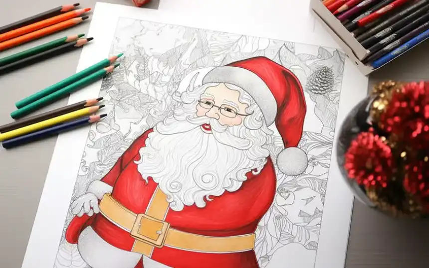 Páginas de Santa Claus para colorear