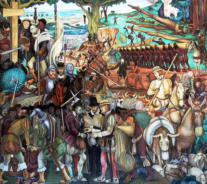 Mural "La explotación de México por los conquistadores españoles" (1929 – 1945)