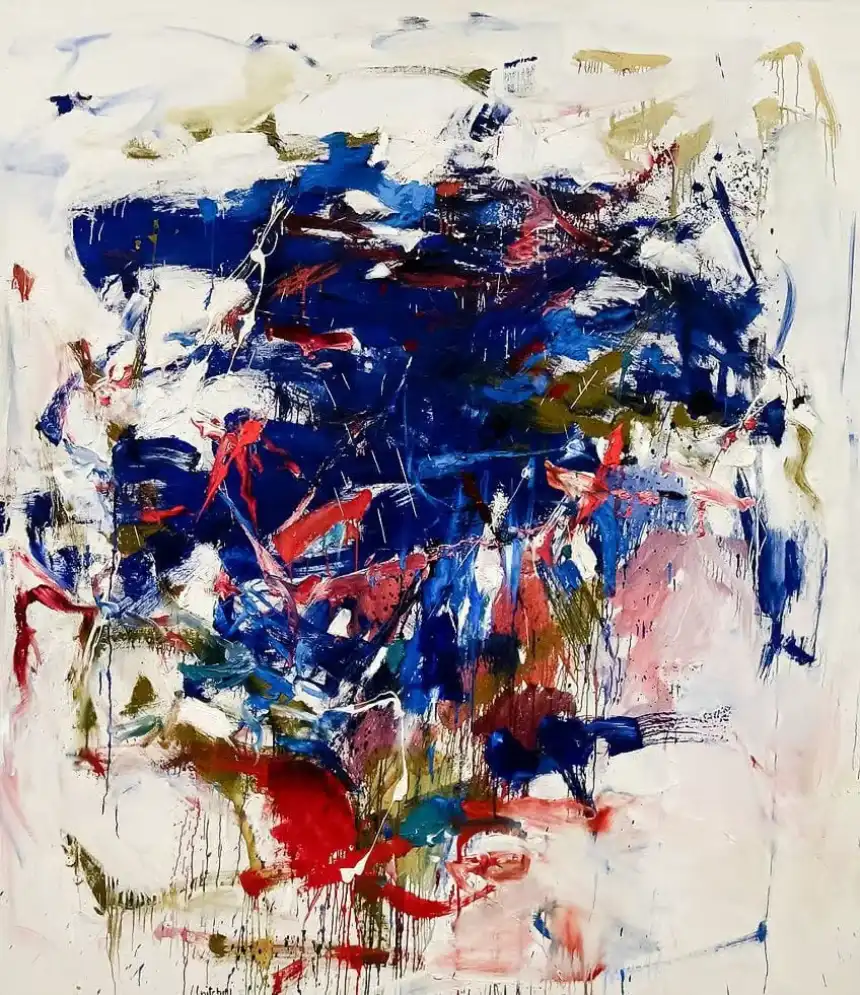 Pinturas de artistas femeninas expresionistas abstractas Tocando fondo (1960-1961) de Joan Mitchell