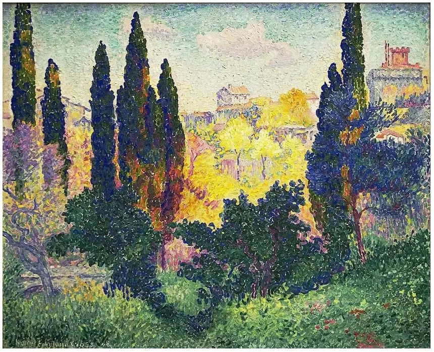 Ciprés de Cañez de Henri-Edmund Cross (1908) en el Musée d'Orsay, París, Francia.