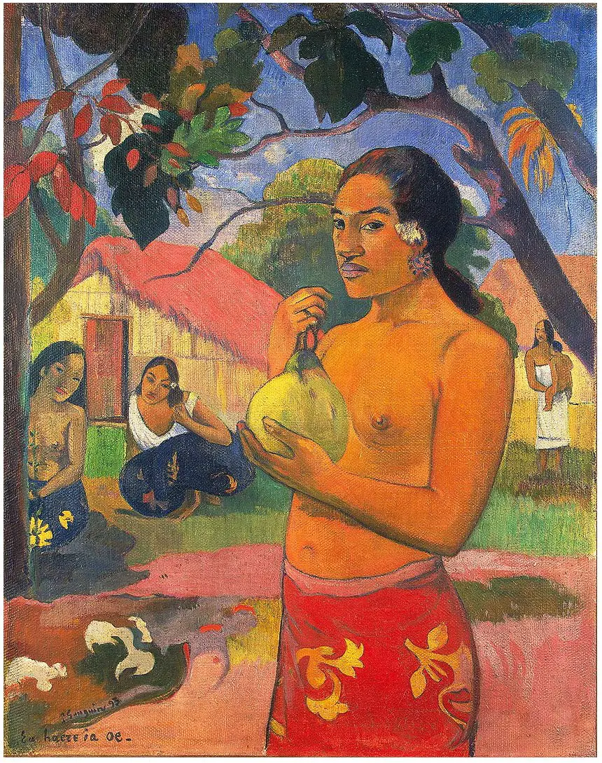 Mujer con fruta de Paul Gauguin (1893), Museo del Hermitage, San Petersburgo, Rusia