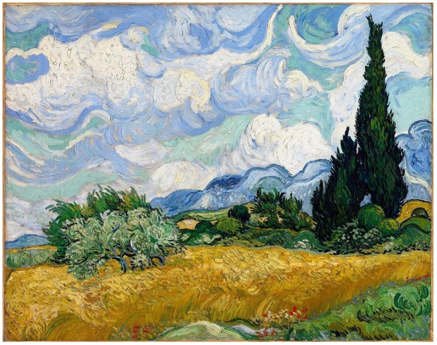 Campo de trigo con cipreses (1889) de Vincent van Gogh
