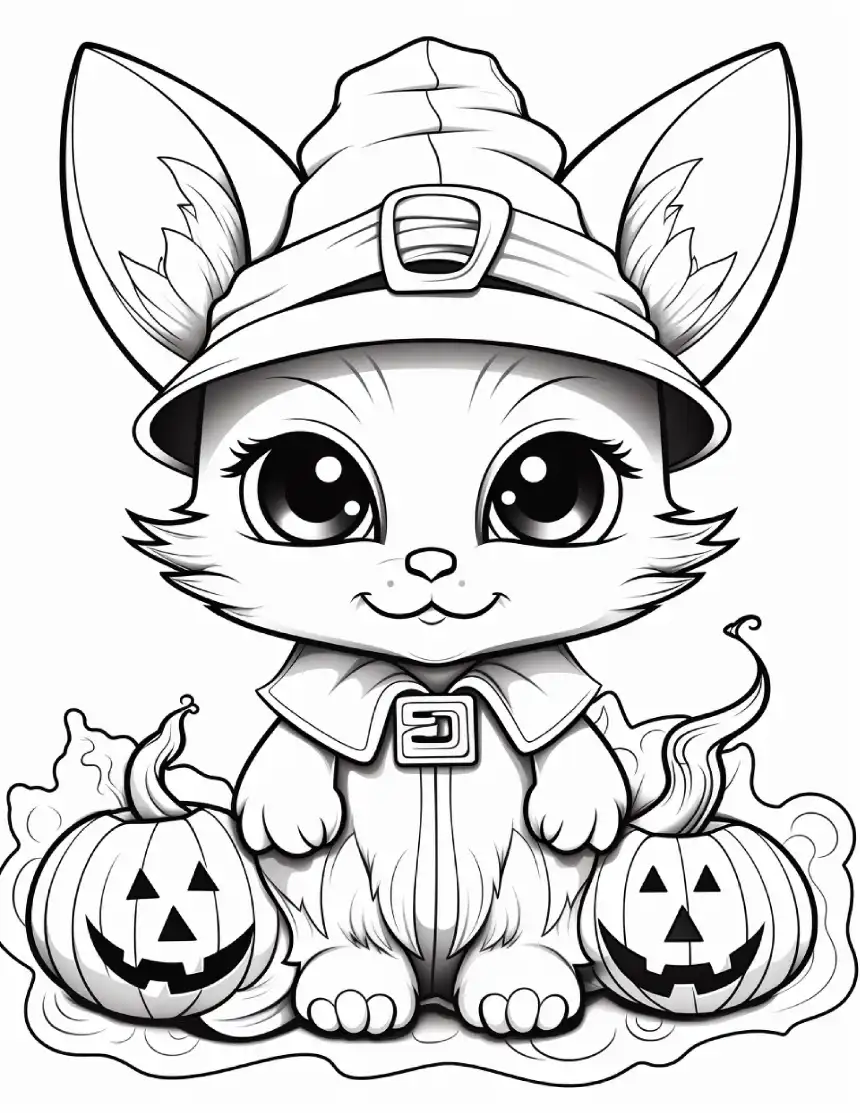 Dibujo de gato para colorear de halloween